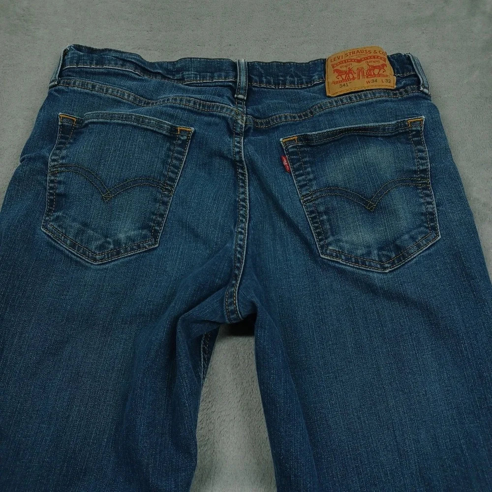 Levis 541 Jeans Mens 34x30 Blue Denim Distressed Athletic Tapered Preppy A3‎